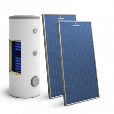 PACHET SOLAR CU 2 PANOURI – APA CALDA MENAJERA PENTRU 3-4 PERSOANE CU BOILER BIVALENT DE 200 L